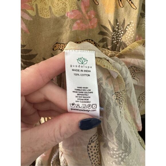 NWOT Guadalupe Design Green & Pink Jungle Midi Dress Size Small - Picture 4 of 6